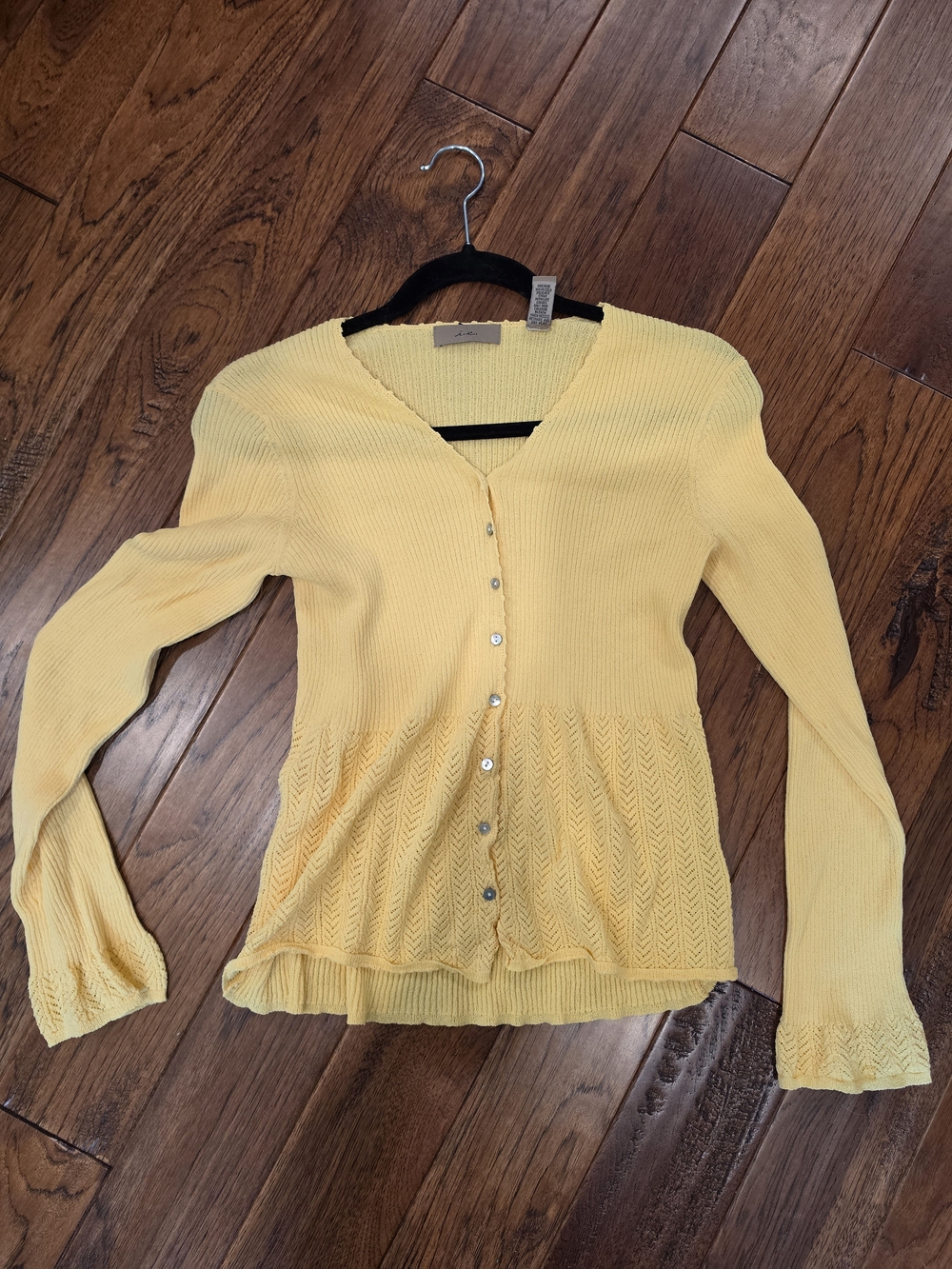 Light Yellow Button-Front V-Neck Women's Cardigan